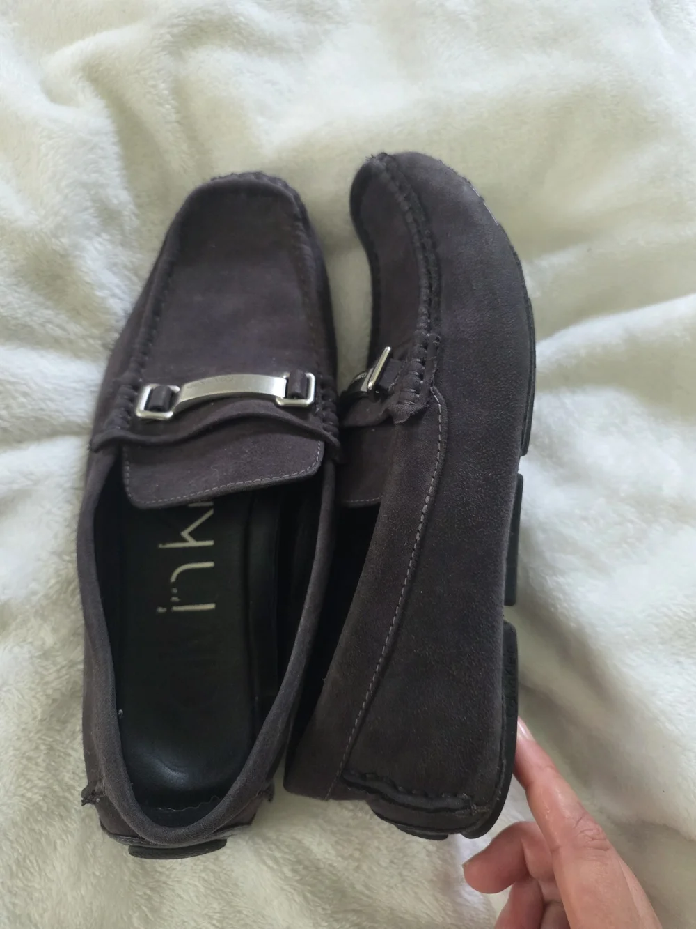 Calvin Klein Men's Dark Grey Suede Moccasin Loafers